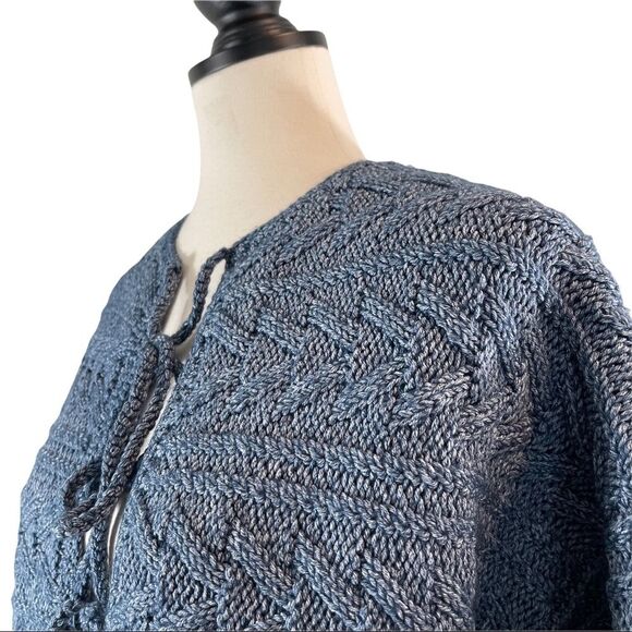 Current Elliott Blue Cable Knit Fringe Sweater Open Front, New w/ Tags, Size 0 - Picture 5 of 12